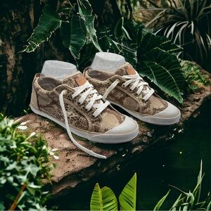 Coach Barrett Canvas Animal Print Sneaker, Size 7